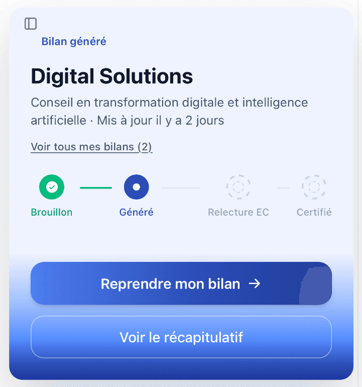 Aperçu de l'application Previa sur mobile : édition d'un business plan